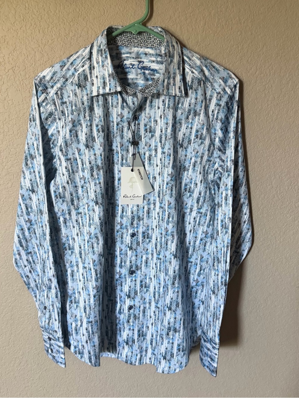ROBERT GRAHAM Mens Small Eldert Flip Cuff Long Sleeve Shirt Classic Fit $198